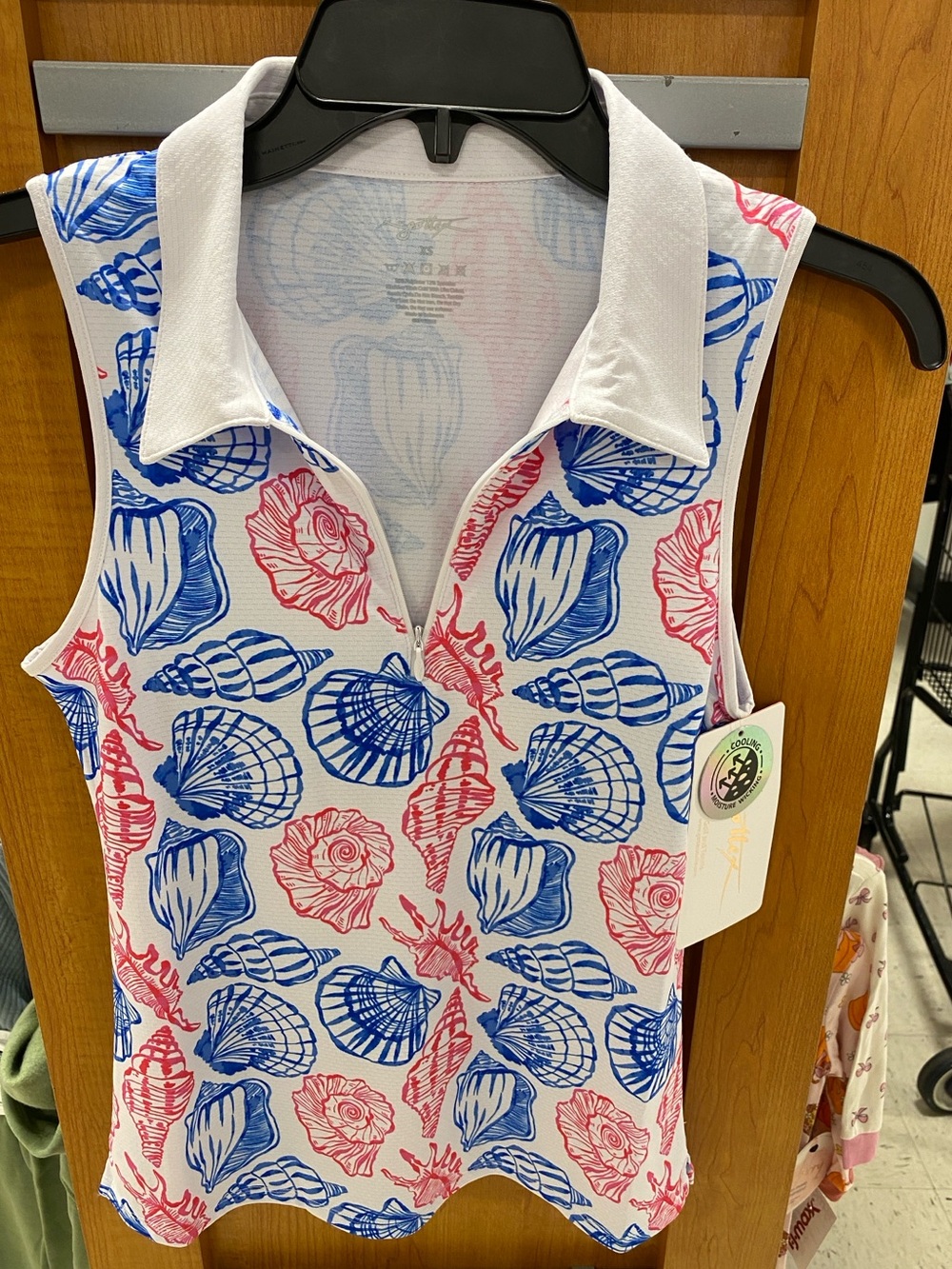 Gottex Sleeveless Polo Collared Top with beautiful seashells Tennis / Golf XS